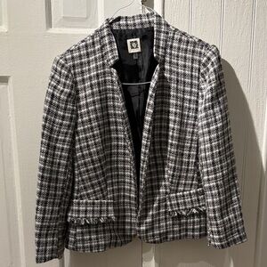 Anne Klein Black and White Plaid Blazer